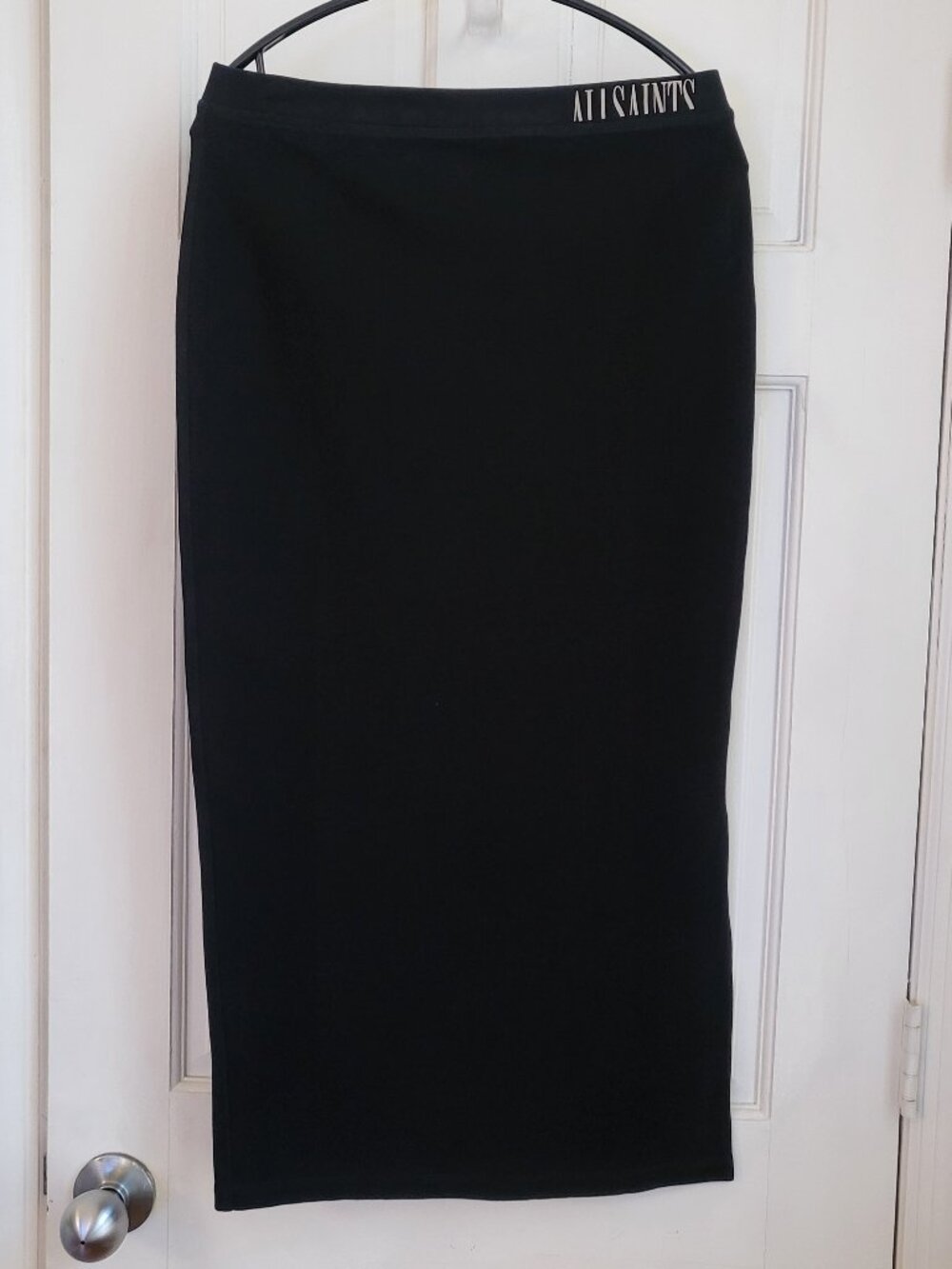 ALL SAINTS Skirt Ribbed Pencil Black Thick Stretch US 10 M/L Allsaints